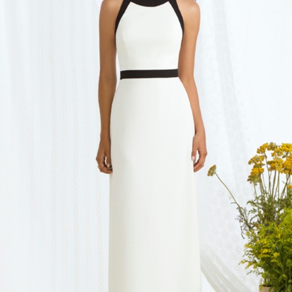 Dessy Collection Dresses & Skirts - Black & White Bow detail chiffon gown